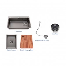SANIWARE Nano Single Bowl Kitchen Sink(Gun Metal) SWP-KS-215-7546-SGM